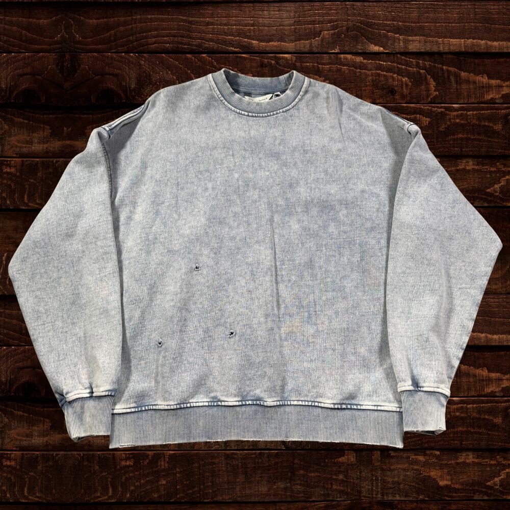 Free People Falling Forward Snow Washed Destroyed Acid Wash Oversized Crew XS - Picture 2 of 8